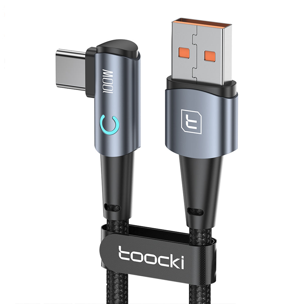 TOOCKI TQ-X25A2 100W USB-A to Type-C Right Angle Charging Data Cable, 2m TOOCKI TQ-X25A2 100W USB-A to Type-C Right Angle Charging Data Cable, 2m